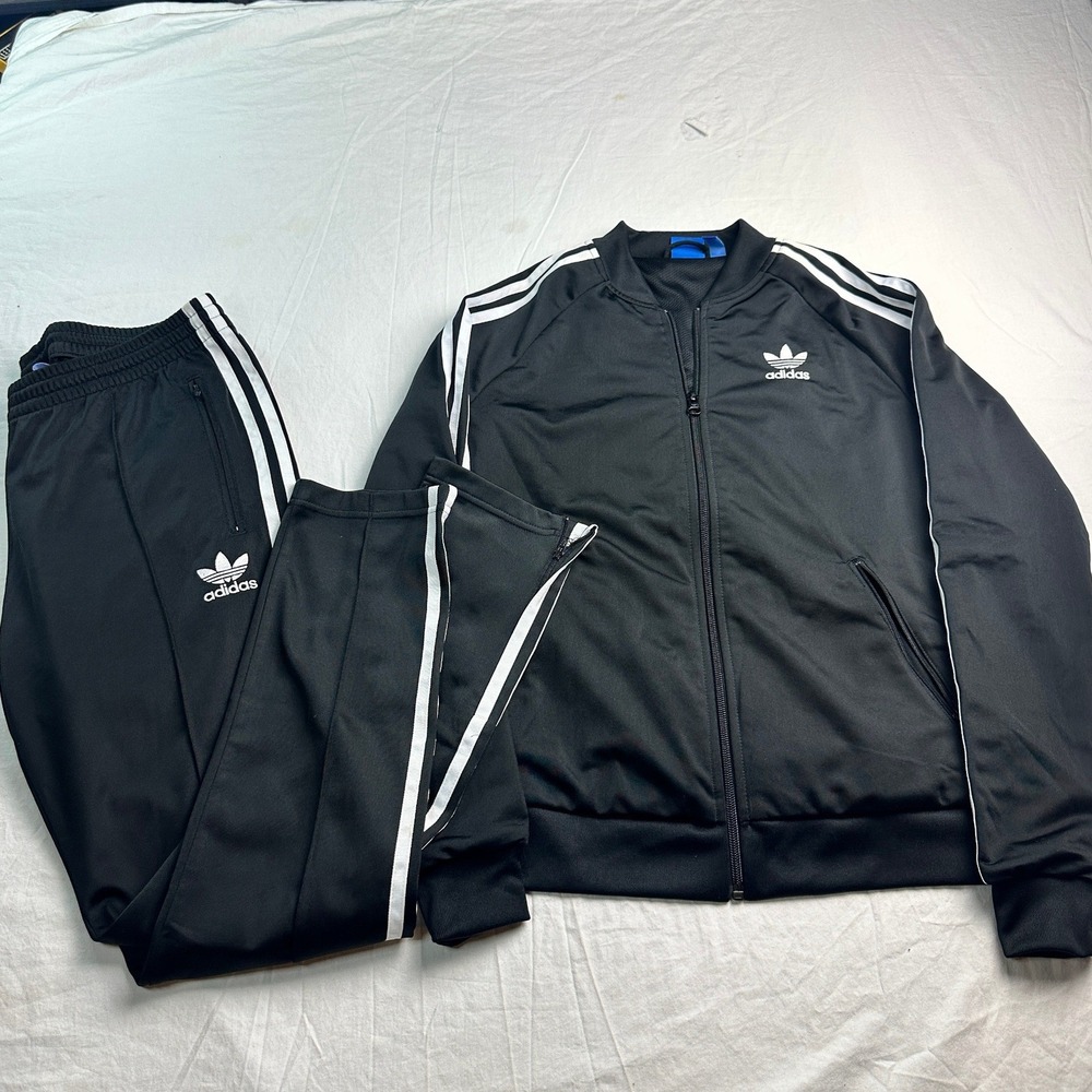 Adidas Orig. Womens Black White Trefoil Tracksuit Set Jacket PantsB-13Medium